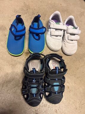 Lot of 3 Toddler Boys Sandals & Adidas Buzz Light Year Sneakers, Size 7/8